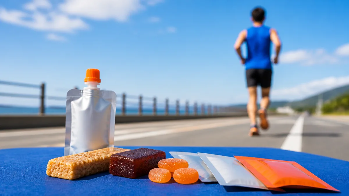 マラソン補給食おすすめ10選｜30km失速を防ぐ糖質量・吸収速度・摂取タイミングの正解のアイキャッチ画像
