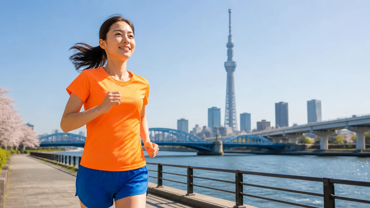 走りながら出会う橋とスカイツリー｜隅田川の絶景スポットの解説画像
